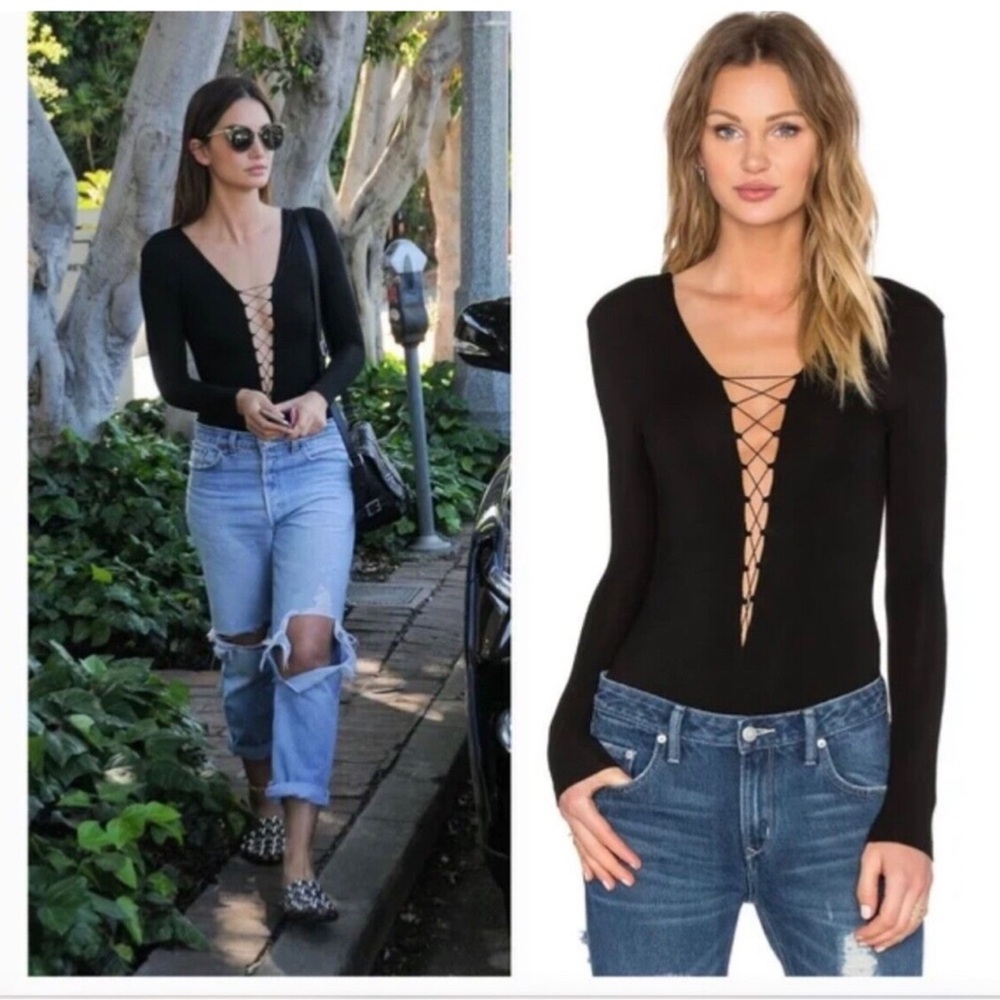 T by Alexander wang lace up bodysuit